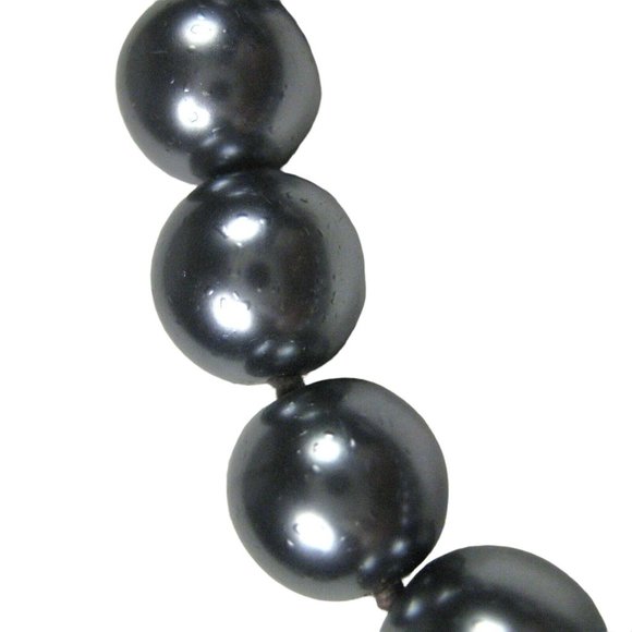 DS STARR Necklace Earrings Bracelet Women Set 3 Black Faux Pearl Bead String VTG - Picture 1 of 11